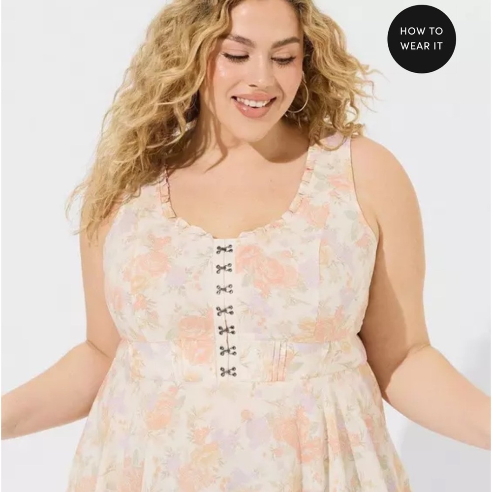 Torrid Babydoll Challis Corset Sleeveless Top NWT Size 3 - Picture 3 of 14